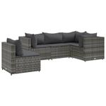 Casa si Gradina - Gradina si terasa - Mobilier exterior - Seturi mobila gradina - Set mobilier de gradina cu perne, 5 piese, gri, poliratan - Infinity.ro
