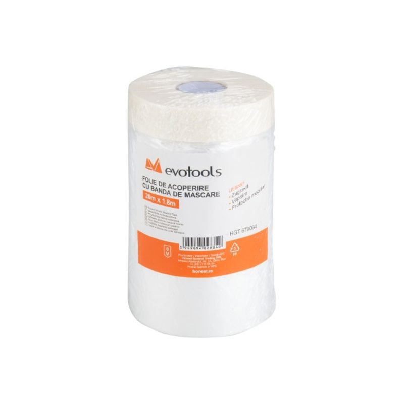 Casa si Gradina - Constructii - Feronerie si accesorii - Suruburi, dibluri si accesorii uz general - Folie de Acoperire cu Banda de Mascare, lungime folie 20 m, latime folie 0.55 m - Infinity.ro