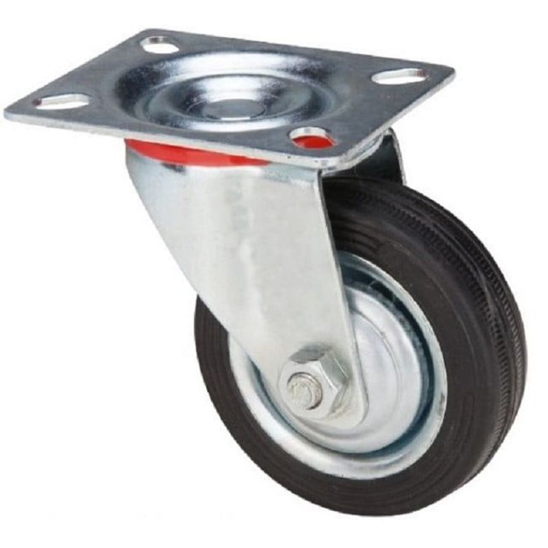 Casa si Gradina - Constructii - Depozitare, transport si protectie - Accesorii echipamente pentru transport si ridicat - Set de 4 roti pivotante din cauciuc plin, cu placa, 125mm 100kg - Infinity.ro