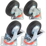 Casa si Gradina - Constructii - Depozitare, transport si protectie - Accesorii echipamente pentru transport si ridicat - Set de 2 pivotante si 2 pivotante cu frana din cauciuc plin cu placa 75mm 50kg - Infinity.ro