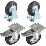 Casa si Gradina/Constructii/Depozitare, transport si protectie/Accesorii echipamente pentru transport si ridicat - Set 2 roti fixe si 2 roti pivotante, cu frana din cauciuc plin cu placa 160mm - Infinity.ro