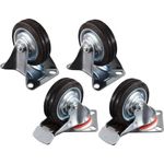 Casa si Gradina - Constructii - Depozitare, transport si protectie - Accesorii echipamente pentru transport si ridicat - Set 2 roti fixe si 2 roti pivotante, cu frana din cauciuc plin cu placa 75mm - Infinity.ro