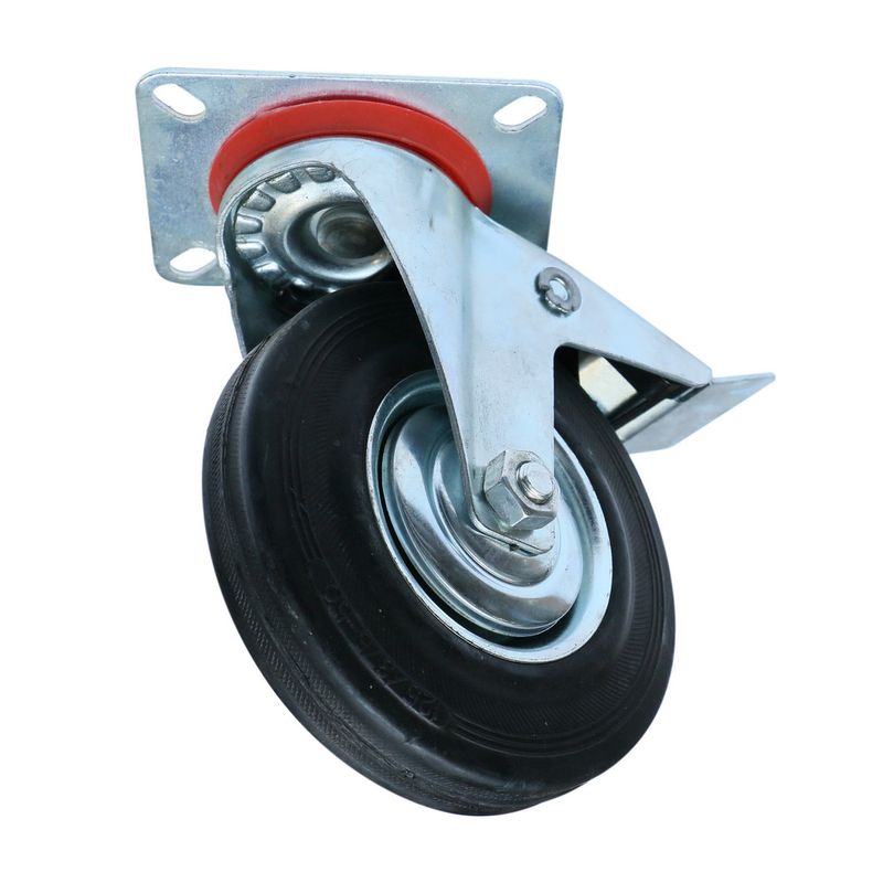 Casa si Gradina - Constructii - Depozitare, transport si protectie - Accesorii echipamente pentru transport si ridicat - Set 2 roti fixe si 2 roti pivotante, cu frana din cauciuc plin cu placa 75mm - Infinity.ro