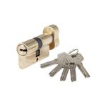 Casa si Gradina - Constructii - Feronerie si accesorii - Cilindri usa - Butuc Alama Amprenta cu Buton ETS Lungime 60mm, Tip Centrat, Dimensiuni 30+30, Culoare nichel periat - Infinity.ro