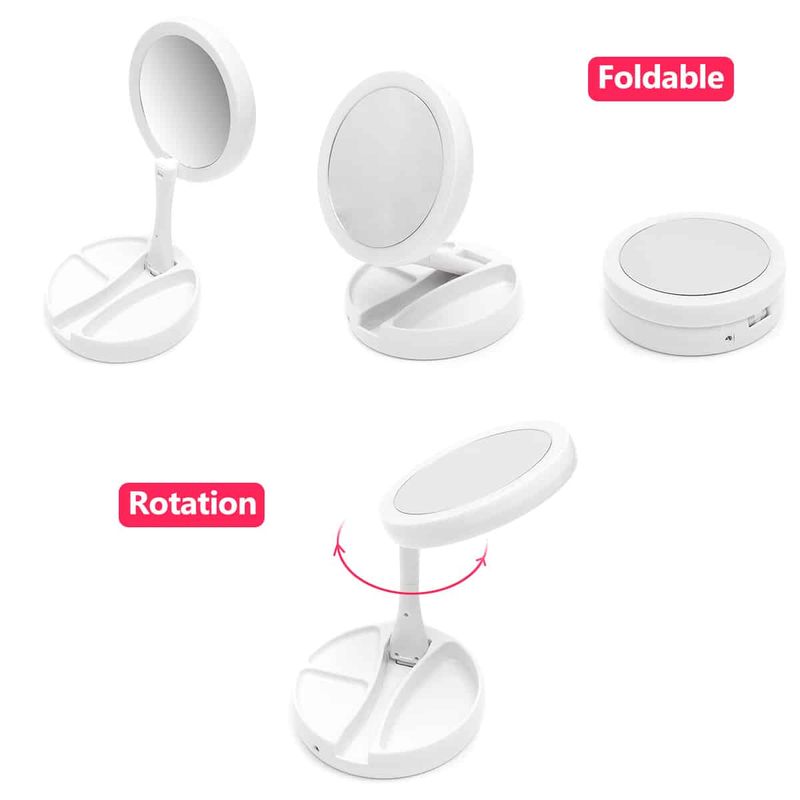 Ingrijire personala si Cosmetice - Machiaj - Oglinzi cosmetice - Oglinda Machiaj cu Lumina MRG M843, MyFoldAway, USB, Alb, Expensibila - Infinity.ro