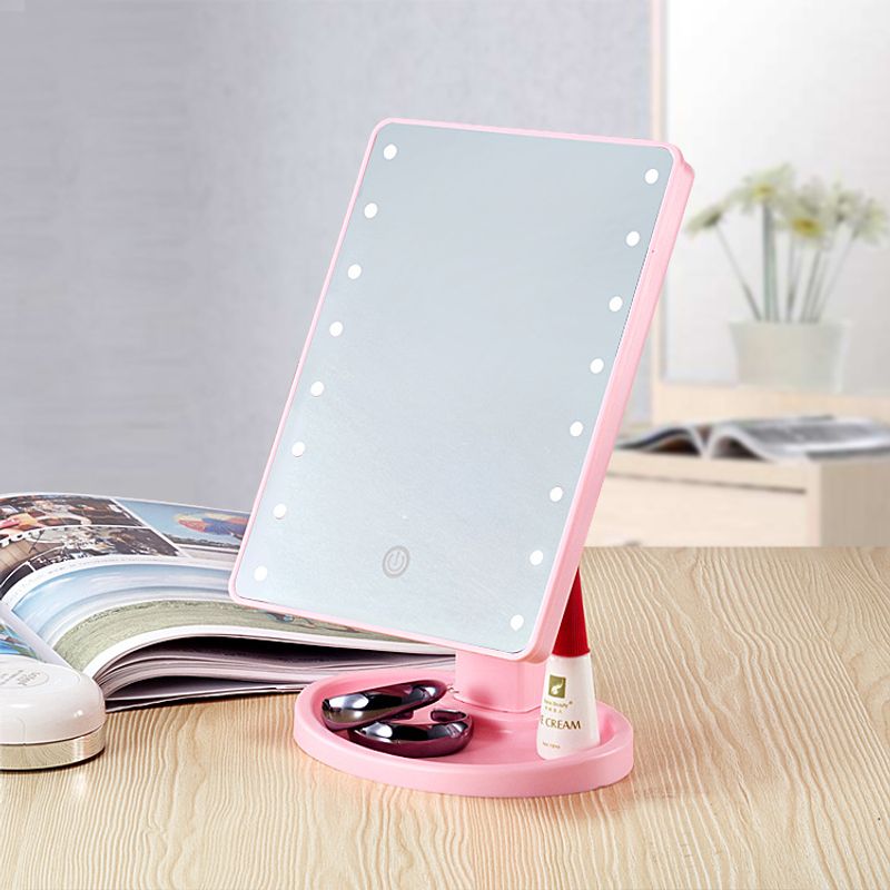 Ingrijire personala si Cosmetice - Machiaj - Oglinzi cosmetice - Oglinda Machiaj MRG MXW085, cu Lumina 16LED, Usb, Roz - Infinity.ro