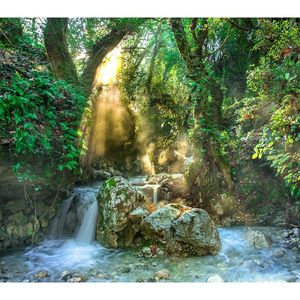Tablou Canvas, Cascada in razele soarelui, 70 x 70 cm, Rama lemn, Multicolor