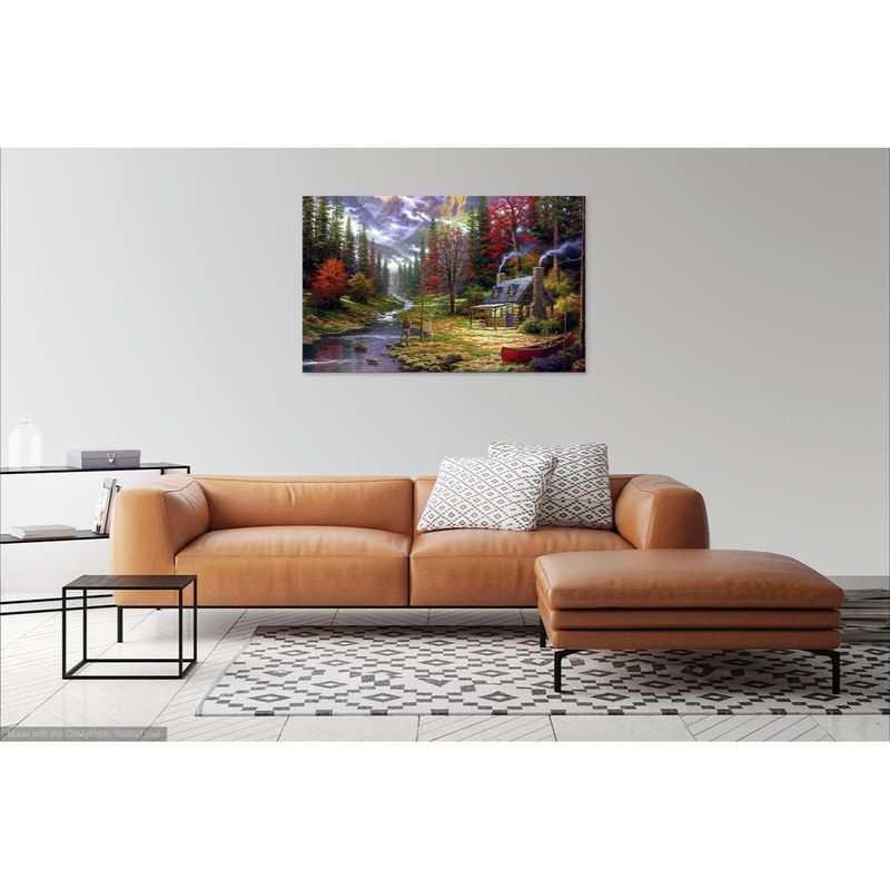 Casa si Gradina - Decoratiuni - Tablouri - Tablou Canvas, Cabana ideala 2, Peisaj, Toamna, Munte, Copaci, Casuta 80 x 50 cm, Multicolor - Infinity.ro