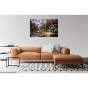 Tablou Canvas, Cabana ideala 2, Peisaj, Toamna, Munte, Copaci, Casuta 60 x 40 cm, Multicolor
