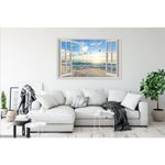 Casa si Gradina - Decoratiuni - Tablouri - Tablou Canvas, Peisaj, Fereastra, Mare, Plaja, Pescarusi, 70 x 50 cm, Rama lemn, Multicolor - Infinity.ro