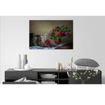 Casa si Gradina - Decoratiuni - Tablouri - Tablou Canvas, Flori, animale, pisica, vaza, natura statica, 80x50 cm, Rama lemn, Multicolor - Infinity.ro