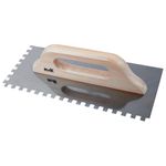 Casa si Gradina - Constructii - Vopsea si tencuieli - Unelte de vopsit si tencuit - Drisca Inox Zimtata cu Maner Lemn EvoTools, lungime 480 mm, latime 130 mm, pas dinte 10 mm - Infinity.ro