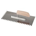 Casa si Gradina - Constructii - Vopsea si tencuieli - Unelte de vopsit si tencuit - Drisca Inox Zimtata Maner Lemn EvoTools, lungime 280 mm, latime 130 mm, pas dinte 12 mm - Infinity.ro