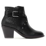 Fashion, accesorii si bijuterii - Femei - Incaltaminte femei - Botine femei - Botine de piele ecologica cu toc inalt,  Negru, Marime 39 EU - Infinity.ro