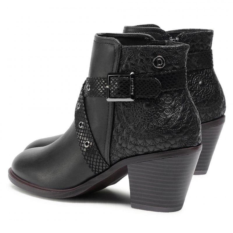 Fashion, accesorii si bijuterii - Femei - Incaltaminte femei - Botine femei - Botine de piele ecologica cu toc inalt,  Negru, Marime 39 EU - Infinity.ro