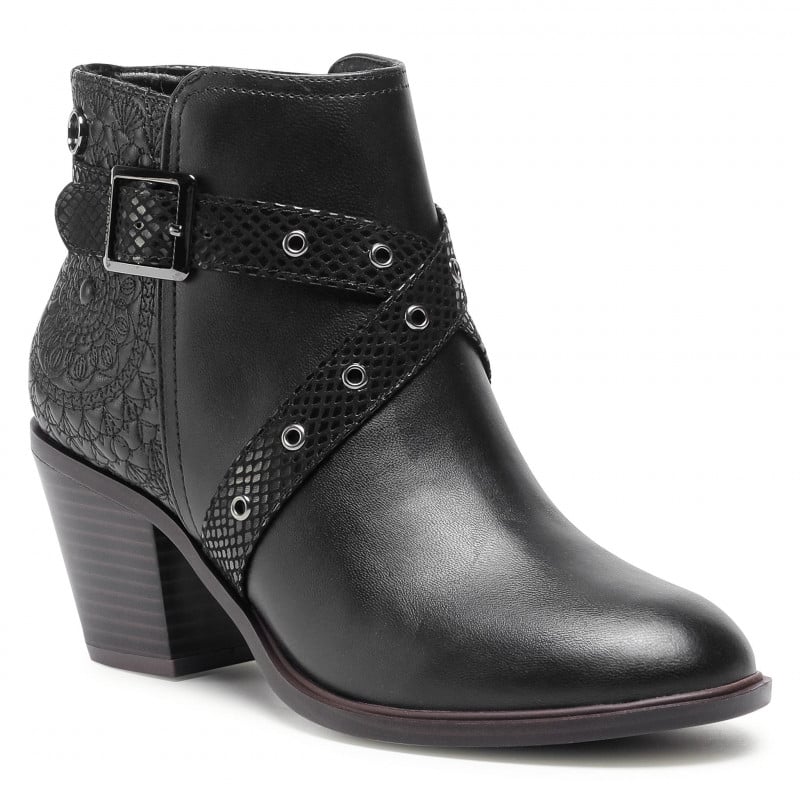 Fashion, accesorii si bijuterii - Femei - Incaltaminte femei - Botine femei - Botine de piele ecologica cu toc inalt,  Negru, Marime 39 EU - Infinity.ro