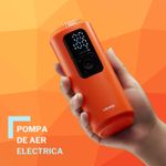 Sport si Outdoor - Ciclism - Accesorii pentru biciclete - Pompe biciclete - Mini pompa electrica de aer pentru biciclete NEWO, automata, 850mAh, 15l/min, utila in drumetii, multisport, Portocalie - Infinity.ro