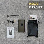 Sport si Outdoor - Ciclism - Accesorii pentru biciclete - Pompe biciclete - Mini pompa electrica de aer, automata, portabila, 150PSI, 4000mAh, 15l/min, pentru biciclete, moto, auto, Neagra - Infinity.ro