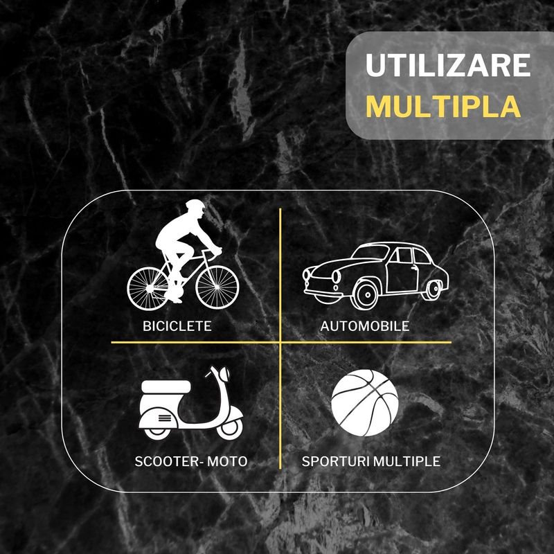 Sport si Outdoor - Ciclism - Accesorii pentru biciclete - Pompe biciclete - Mini pompa electrica de aer, automata, portabila, 150PSI, 4000mAh, 15l/min, pentru biciclete, moto, auto, Neagra - Infinity.ro