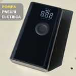 Sport si Outdoor - Ciclism - Accesorii pentru biciclete - Pompe biciclete - Mini pompa electrica de aer, automata, portabila, 150PSI, 4000mAh, 15l/min, pentru biciclete, moto, auto, Neagra - Infinity.ro