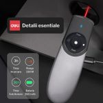 Carti si Birotica - Birotica - Accesorii de birou - Alte accesorii birou - Indicator laser pentru prezentare Deli- distanta 100m, 360mAh, baterie reincarcabila, Windows/MacOs, laser rosu, Negru - Infinity.ro