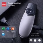 Carti si Birotica - Birotica - Accesorii de birou - Alte accesorii birou - Indicator laser pentru prezentare Deli- distanta 100m, 360mAh, baterie reincarcabila, Windows/MacOs, laser rosu, Negru - Infinity.ro