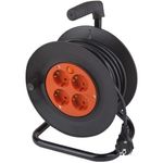 Casa si Gradina - Electrice - Accesorii electrice - Prelungitoare, triple, fise - Prelungitor cu tambur Evotools 677053, 4 prize, cablu 3x1.5mmp, 30m, Negru - Infinity.ro