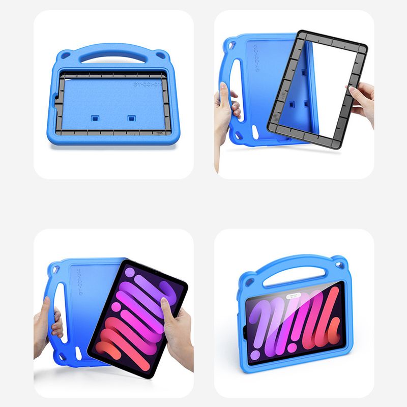 Laptop, Telefoane si Tablete - Tablete si accesorii tablete - Accesorii Tablete - Huse tablete - Husa Felman's spuma pentru iPad Mini 6 2021, model Panda, Albastru - Protectie maxima pentru copi - Infinity.ro