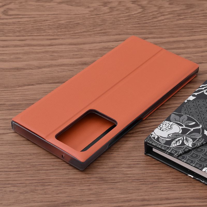 Laptop, Telefoane si Tablete - Telefoane mobile si accesorii - Accesorii Telefoane - Huse telefoane - Carcasa de protectie compatibila cu Samsung Galaxy Note 20 Ultra 5G/Note 20 Ultra, Piele ecologica, Portocaliu - Infinity.ro