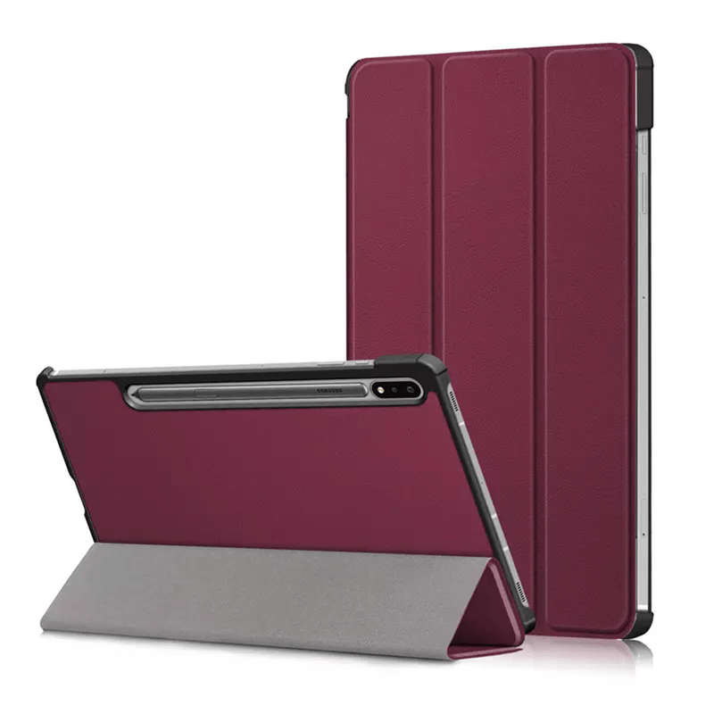 Laptop, Telefoane si Tablete - Tablete si accesorii tablete - Accesorii Tablete - Huse tablete - Husa Felman's tip carte pentru Samsung Galaxy Tab S7 FE 12.4'', T730/T736 2021, cu suport pentru smart pen, din piele ecologica, culoare rosie - Infinity.ro