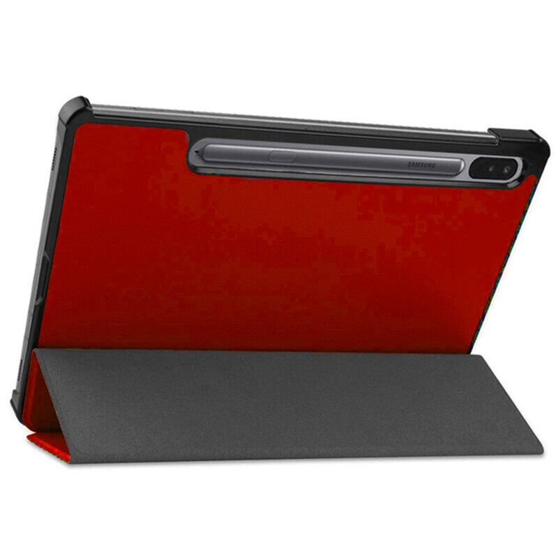 Laptop, Telefoane si Tablete - Tablete si accesorii tablete - Accesorii Tablete - Huse tablete - Husa Felman's tip carte pentru Samsung Galaxy Tab S7 FE 12.4'', T730/T736 2021, cu suport pentru smart pen, din piele ecologica, culoare rosie - Infinity.ro