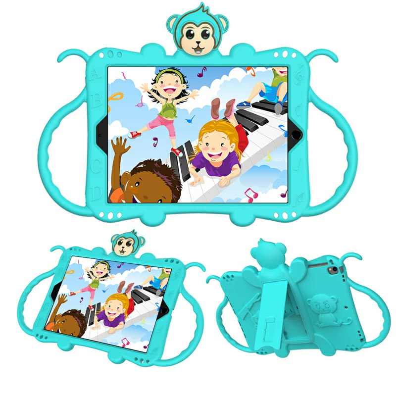 Laptop, Telefoane si Tablete - Tablete si accesorii tablete - Accesorii Tablete - Huse tablete - Husa de silicon pentru iPad Air 1, Air 2, iPad Pro 9.7 inch, iPad 5, curea atasabila, suport tableta, Albastru - Infinity.ro