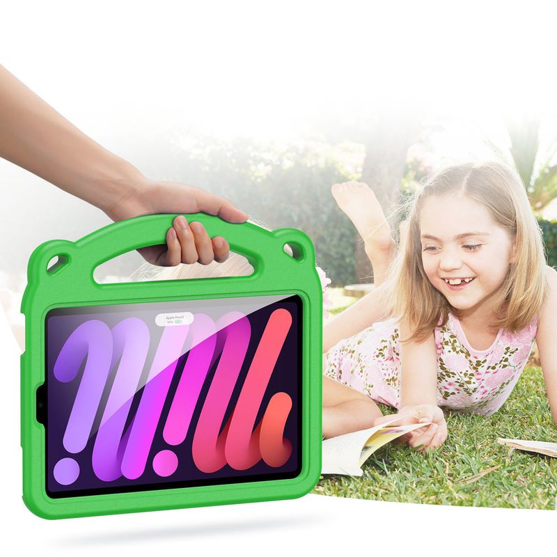 Laptop, Telefoane si Tablete - Tablete si accesorii tablete - Accesorii Tablete - Huse tablete - Husa Felman's de protectie din spuma pentru iPad Mini 6 2021 pentru copii, model Panda, Verde - Infinity.ro