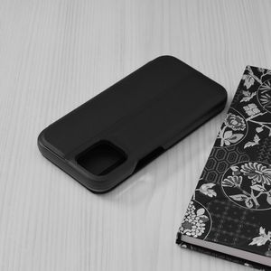 Carcasa de protectie compatibila cu iPhone 12 mini, Piele ecologica, Negru
