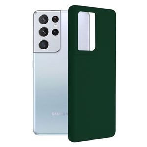 Husa de protectie compatibila cu Samsung Galaxy S21 Ultra 5G, Soft Silicon, Verde