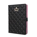 Laptop, Telefoane si Tablete - Tablete si accesorii tablete - Accesorii Tablete - Huse tablete - Husa Felman's tip carte de lux pentru tableta iPad 2017 de 9.7 inch, in piele ecologica cu detaliu sclipitor Luxury Crown Bling, in culoarea negru - Infinity.ro
