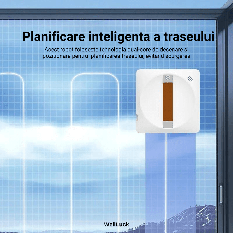 Electronice si Electrocasnice - Ingrijirea locuintei - Aspiratoare - Robot Curatare Geamuri Smart WellLuck, Senzor Detectie Geamuri, Anti-Cadere, Putere 2500Pa, WiFi, Aplicatie, Telecomanda - Infinity.ro