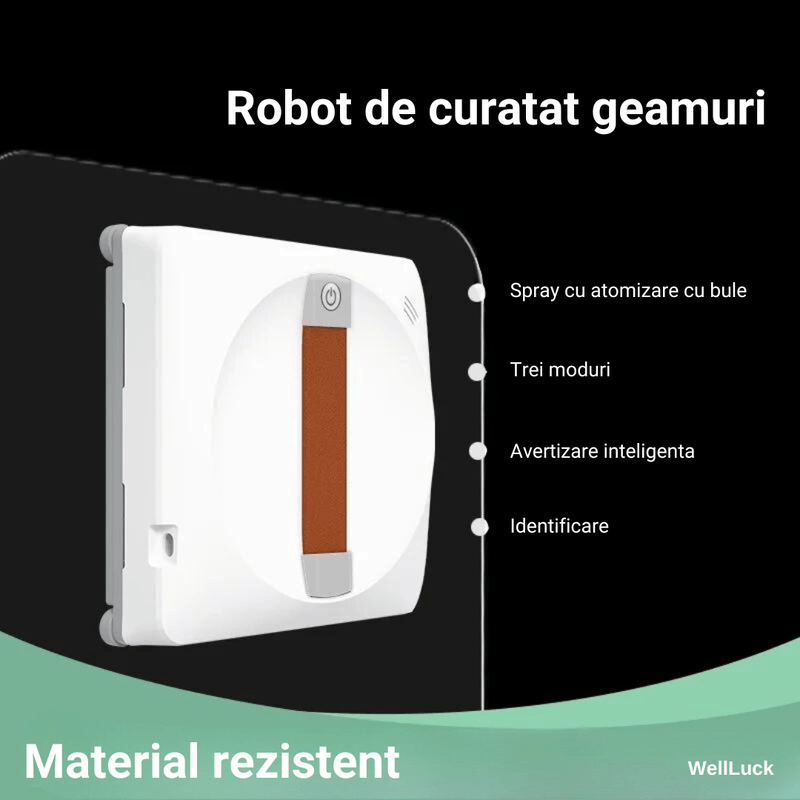 Electronice si Electrocasnice - Ingrijirea locuintei - Aspiratoare - Robot Curatare Geamuri Smart WellLuck, Senzor Detectie Geamuri, Anti-Cadere, Putere 2500Pa, WiFi, Aplicatie, Telecomanda - Infinity.ro