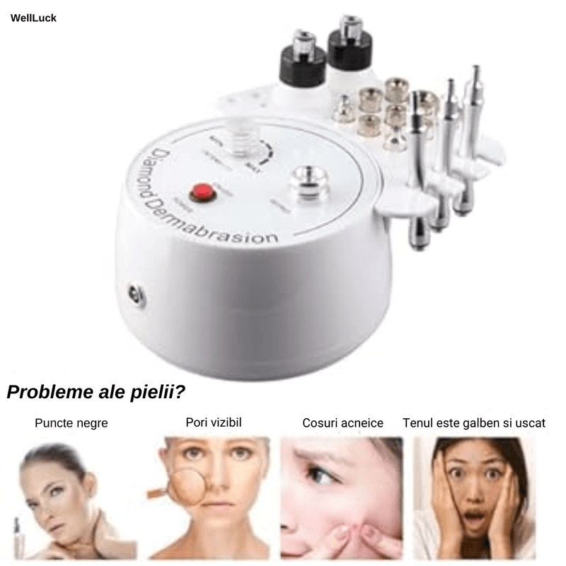 Ingrijire personala si Cosmetice - Aparate & accesorii ingrijire personala - Aparate cosmetice - Aparate intretinere si ingrijire corporala - Aparat Micro-Dermabraziune Profesional, WellLuck, Lifting Ten, Indepartare Puncte Negre, Vacuum, Pulverizare, Acnee,Alb - Infinity.ro