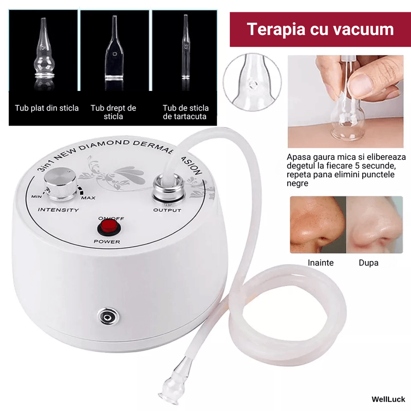 Ingrijire personala si Cosmetice - Aparate & accesorii ingrijire personala - Aparate cosmetice - Aparate intretinere si ingrijire corporala - Aparat Micro-Dermabraziune Profesional, WellLuck, Lifting Ten, Indepartare Puncte Negre, Vacuum, Pulverizare, Acnee,Alb - Infinity.ro