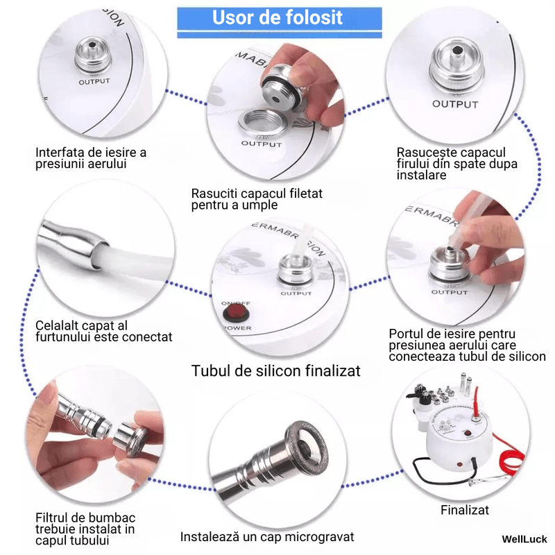 Ingrijire personala si Cosmetice - Aparate & accesorii ingrijire personala - Aparate cosmetice - Aparate intretinere si ingrijire corporala - Aparat Micro-Dermabraziune Profesional, WellLuck, Lifting Ten, Indepartare Puncte Negre, Vacuum, Pulverizare, Acnee,Alb - Infinity.ro