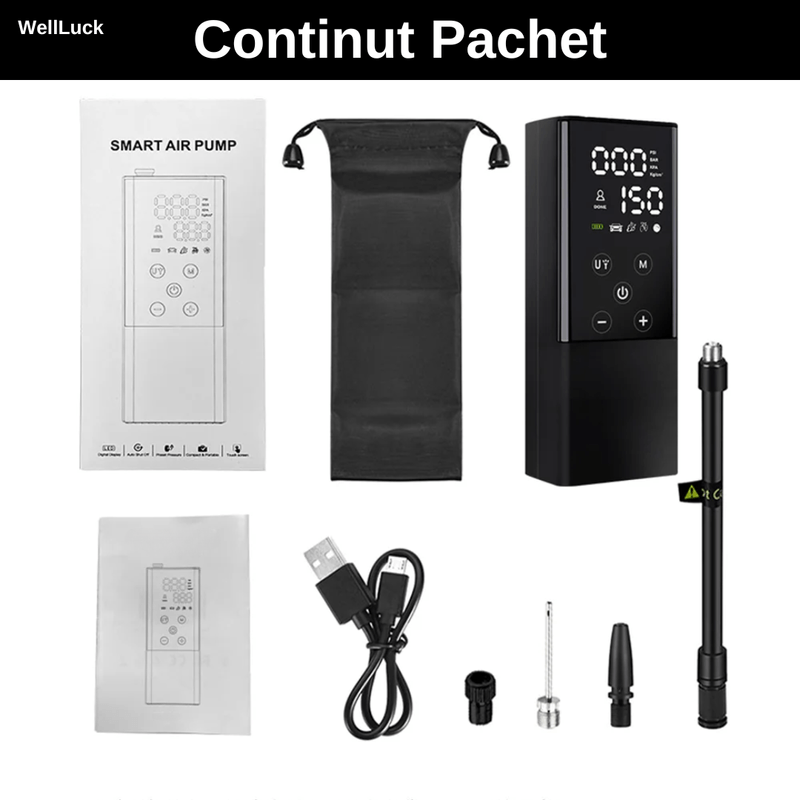 Casa si Gradina - Electrice - Echipamente electrice - Compresoare - Compresor Auto Portabil, Functie Aspirare,  WellLuck, Presiune 10.5 bar, Presetare Presiune , LED, Incarcare  USB - Infinity.ro