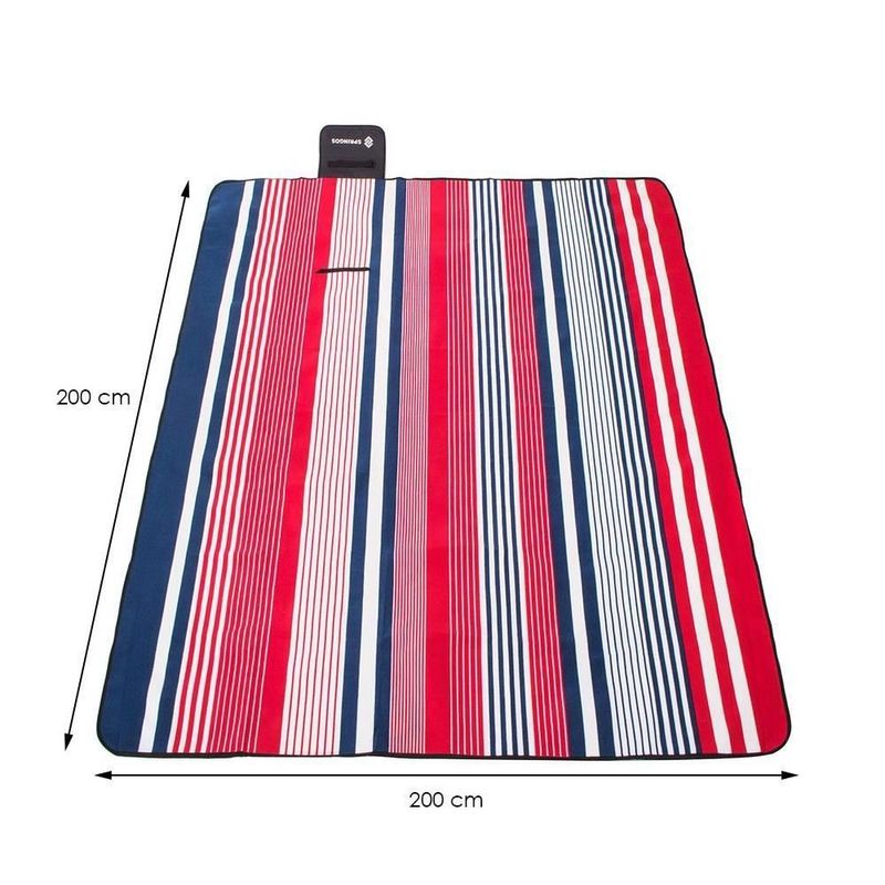 Sport si Outdoor - Camping - Accesorii camping si drumetii - Patura picnic, model cu dungi, rosu, 200x200 cm, Springos - Infinity.ro