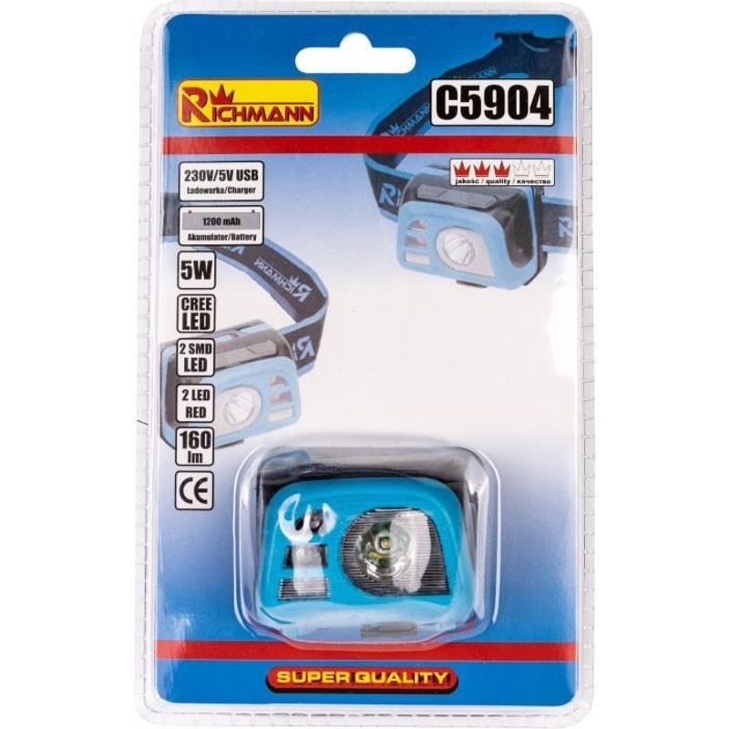 Sport si Outdoor - Camping - Accesorii camping si drumetii - Lanterna de cap cu acumulator 5W, 5 x LED, Richmann - Infinity.ro