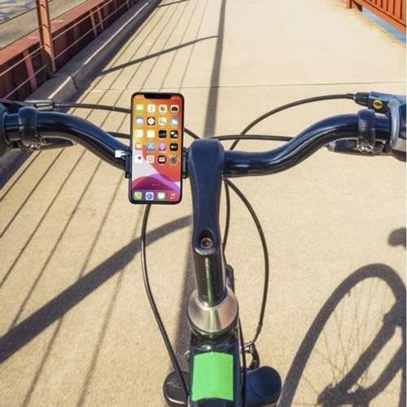 Sport si Outdoor - Ciclism - Accesorii pentru biciclete - Suporturi accesorii biciclete - Suport de telefon pentru bicicleta, aluminiu, cu cauciuc, negru, 8x4.5x8 cm, Trizand - Infinity.ro
