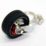 Auto si Moto - Piese auto si accesorii - Interior auto - Accesorii interior - Breloc metalic anticoroziv, model roata auto, Negru - Infinity.ro