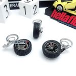 Auto si Moto - Piese auto si accesorii - Interior auto - Accesorii interior - Breloc metalic anticoroziv, model roata auto, Negru - Infinity.ro