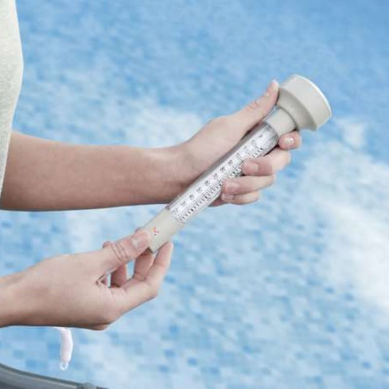 Sport si Outdoor - Camping - Accesorii camping si drumetii - Termometru plutitor cu snur pentru masurarea temperaturii apei din piscine, 19 x 5 cm, Alb - Infinity.ro