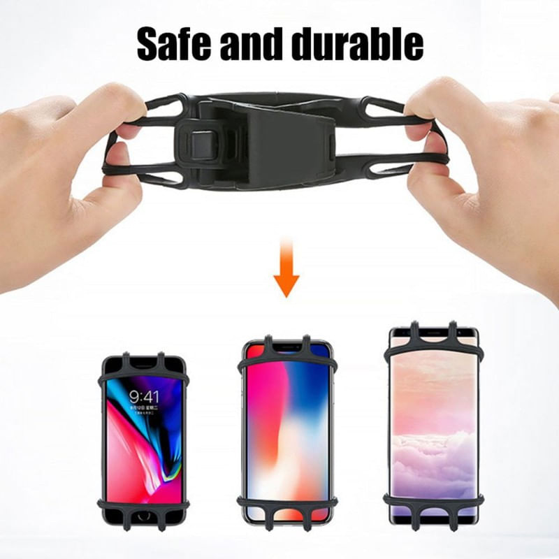 Sport si Outdoor - Camping - Accesorii camping si drumetii - Suport universal din silicon pentru Telefoane cu Display pana la 8", Flexibil, Montaj pe Ghidon, Compatibil si cu Carut, Trotine - Infinity.ro