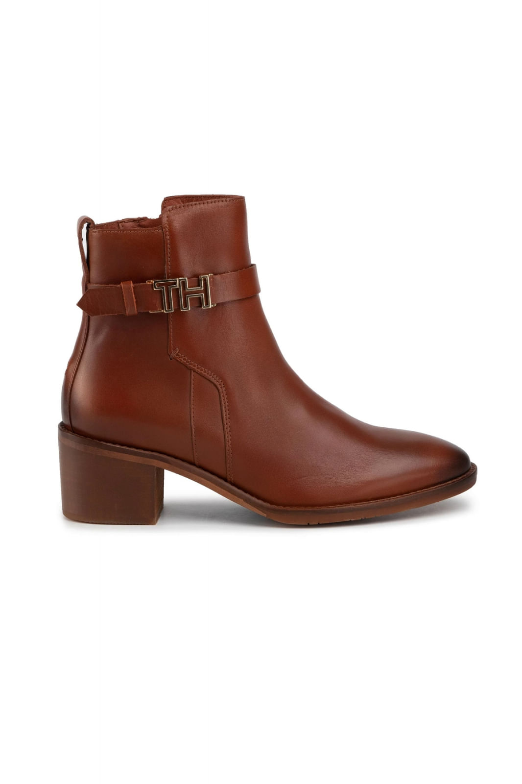Ghete Tommy Hilfiger Botine Th Hardware Leather Mid Bootie  Maro